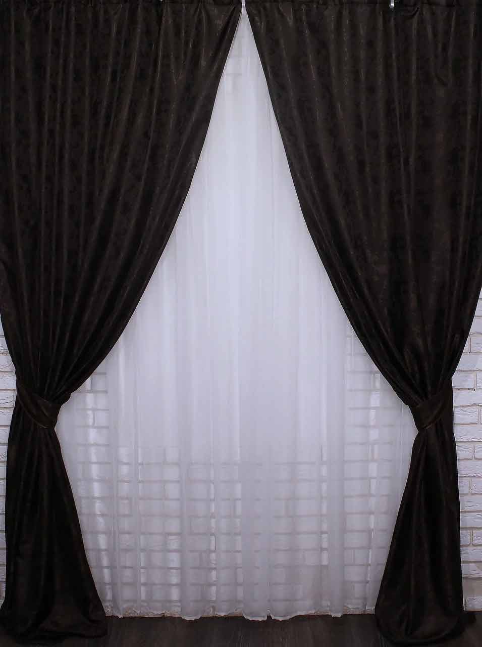 

Комплект штор VR-Textil Мрамор Al1, жаккард, венге, 2 шт 1,5 × 2,7 м (2251)