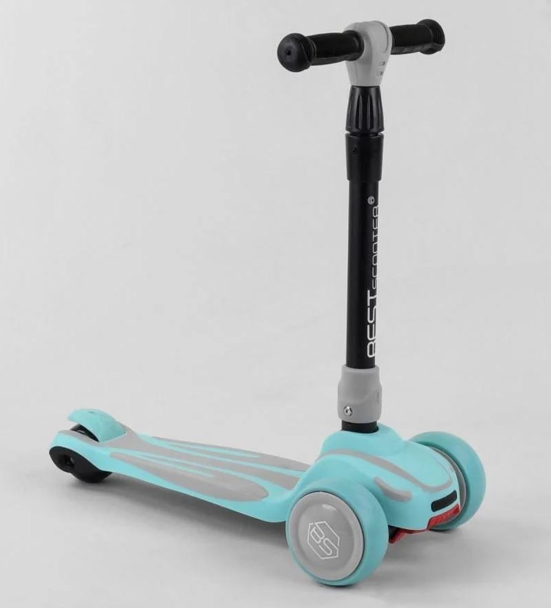 

Самокат трехколесный S-7102 Best Scooter, MAXI, складной алюминиевый руль, 3 колеса PU со светом, d=12 см