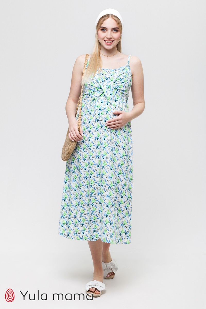 

Сарафан для беременных Юла Мама Ofelia  синие и зеленые листочки на молочном фоне (SF-21.062, Сарафан для беременных Юла Мама Ofelia L синие и зеленые листочки на молочном фоне (SF-21.062)