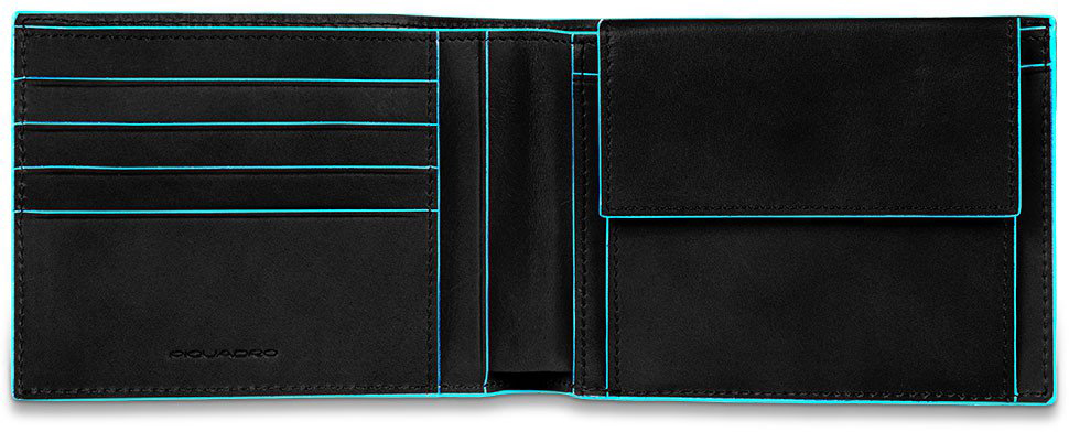 

Портмоне Piquadro BL SQUARE/Black с отдел. для монет с RFID защитой (12,5x9x2) PU257B2R_N