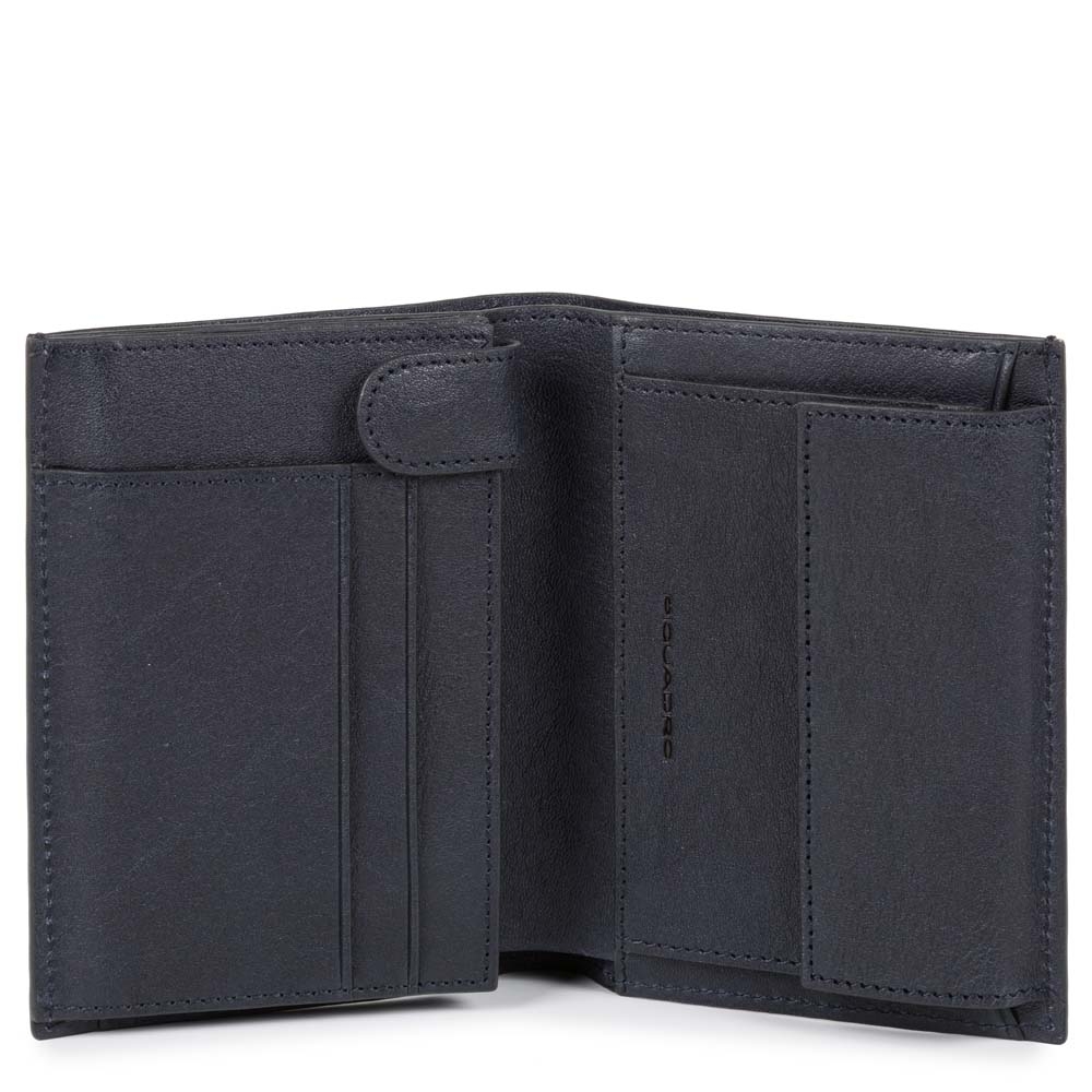 

Портмоне Piquadro BK SQUARE/Blue верт. с отдел. для монет с RFID защитой (9,5x12x2,5) PU1740B3R_BLU