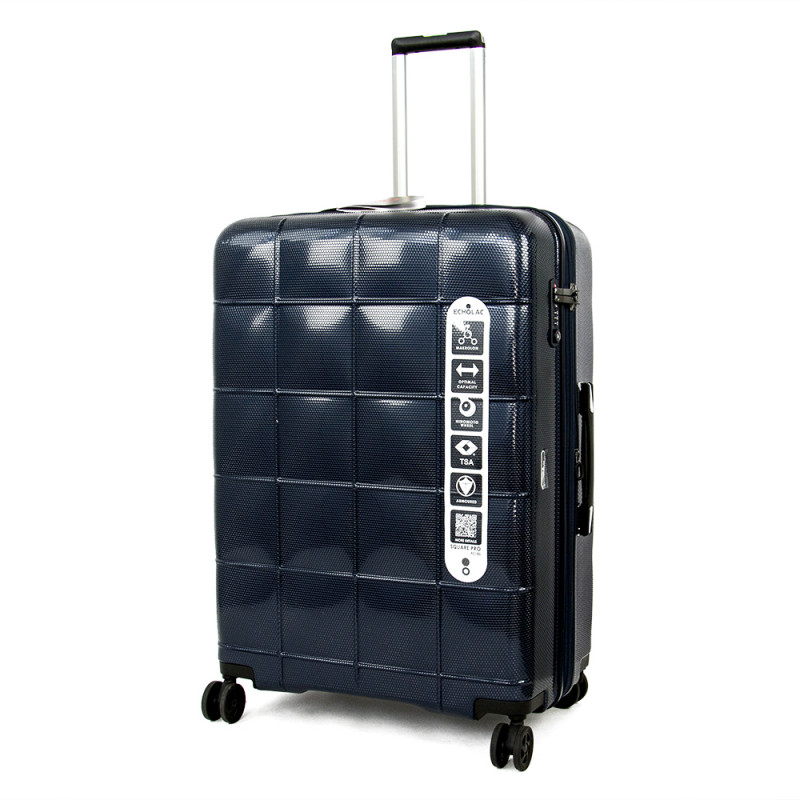 

Чемодан Echolac SQUARE PRO/Navy на 4 колесах L (123л,5,4кг) (54x77,5x31,5см) EcPC185SA-401-39