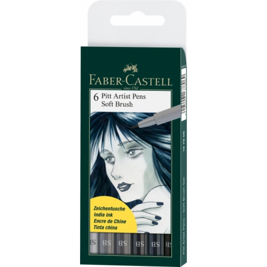 

Набор капиллярных ручек кисточек Faber-Castell PITT Artist Pens Soft Brush 6 штук