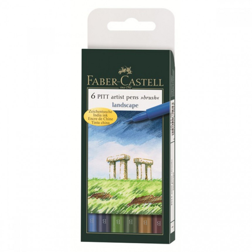 

Набор капиллярных ручек кисточек Faber-Castell PITT Artist Pens "Brush" Landscape 6 шт