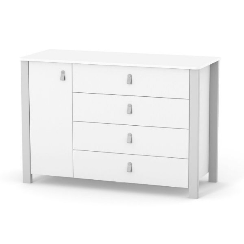 

Комод в гостиную, детскую, прихожую, спальню из ДСП и дерева Монако 1200 белый/серый Верес