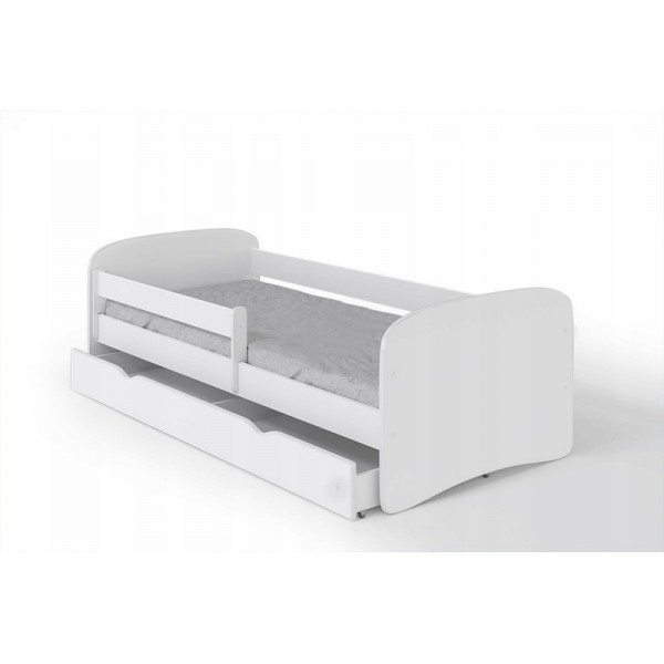 

Одноярусная детская кровать Коколино 200х90 с ящиками c защитными перегородками белый Embawood