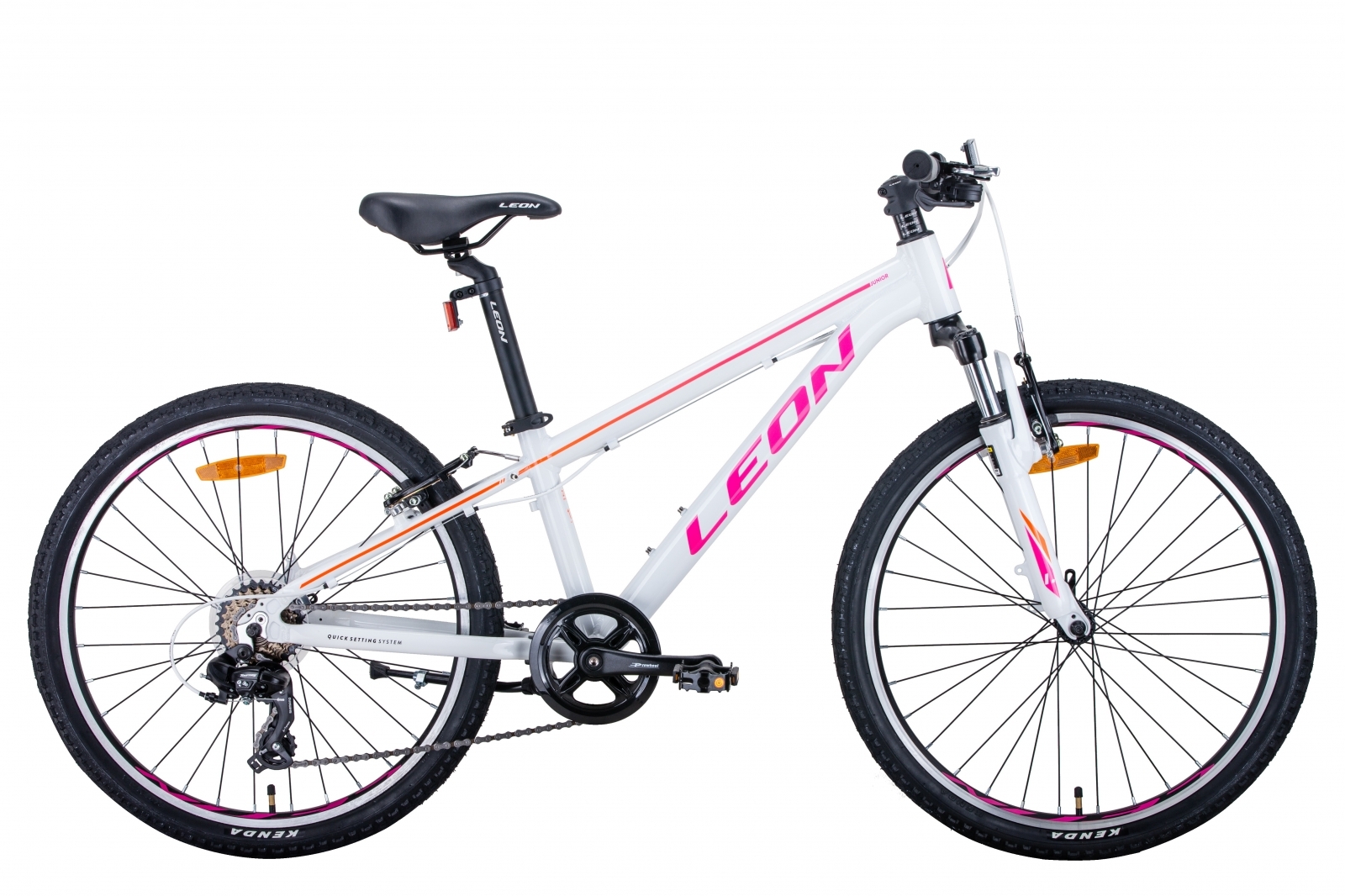 

Велосипед 24" Leon JUNIOR AM бело-малиновый с оранжевым 2021