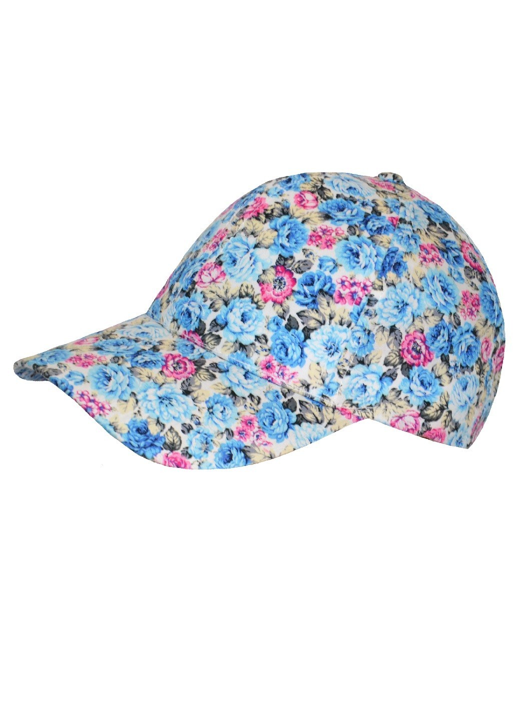 

Кепка детская для девочки с цветочками 54 см голубая (YK-183-04)