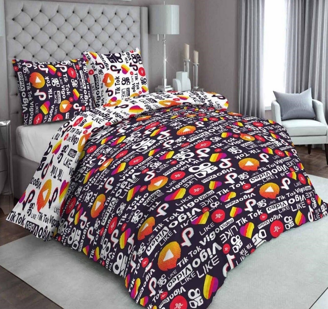 

Комплект постельного белья Зеленое яблоко LK 1.5-спальный 150х220 см Бязь Gold (LK08-2)