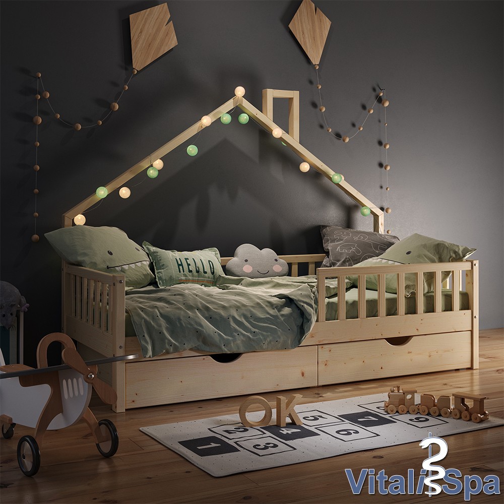 

Кровать дымоход с ящиками VitaliSpa, 90x200, дерево
