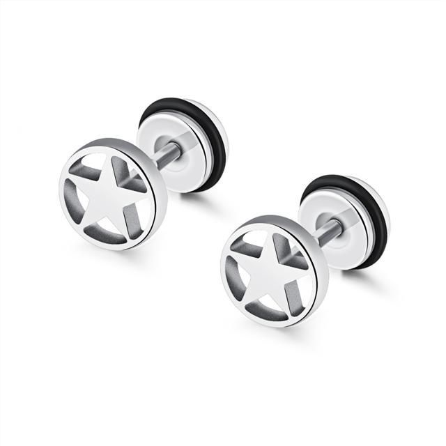 

Круглые серьги-гвоздики Everiot SE-XP-1403-ST из стали в форме звездочек (фейк плаг)
