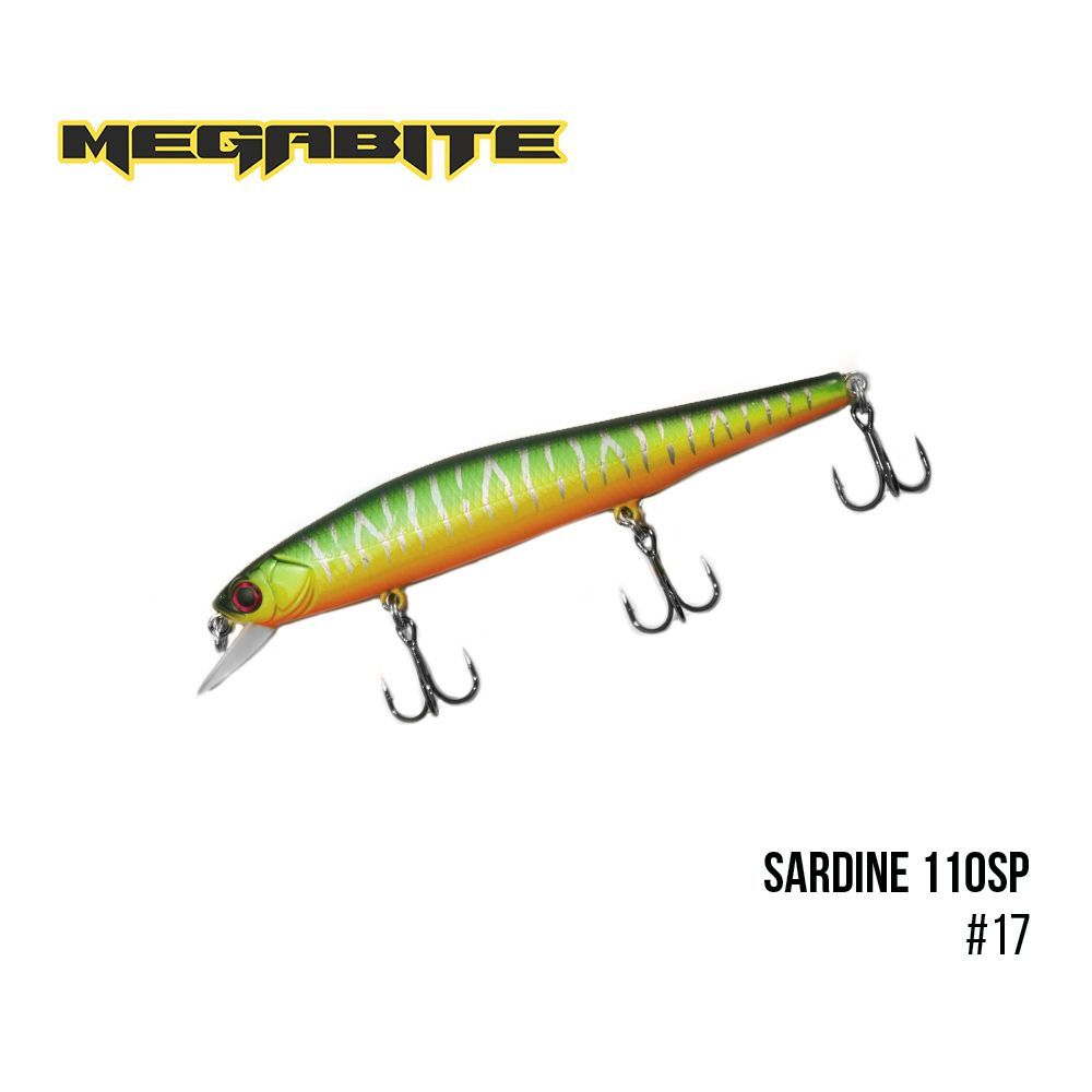 

Воблер Megabite Sardine 110SP (110 mm, 13.7 g, 1.2 m) (17)