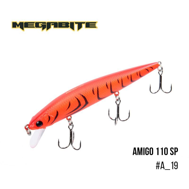 

Воблер Megabite Amigo 110 SP (110 мм, 14,3 гр, 1,0 m) (A_19)