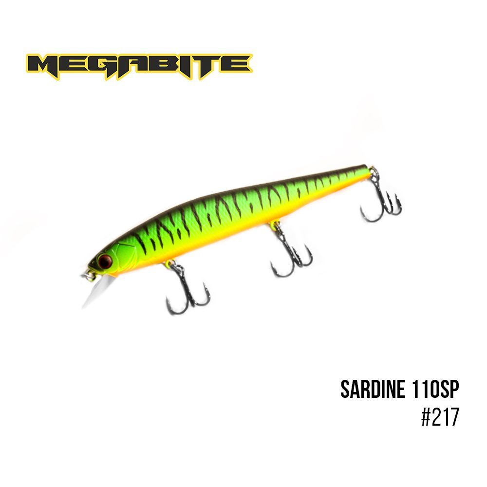 

Воблер Megabite Sardine 110SP (110 mm, 13.7 g, 1.2 m) (217)