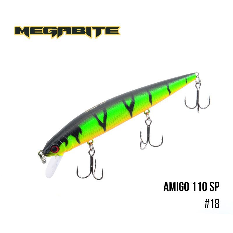 

Воблер Megabite Amigo 110 SP (110 мм, 14,3 гр, 1,0 m) (18)