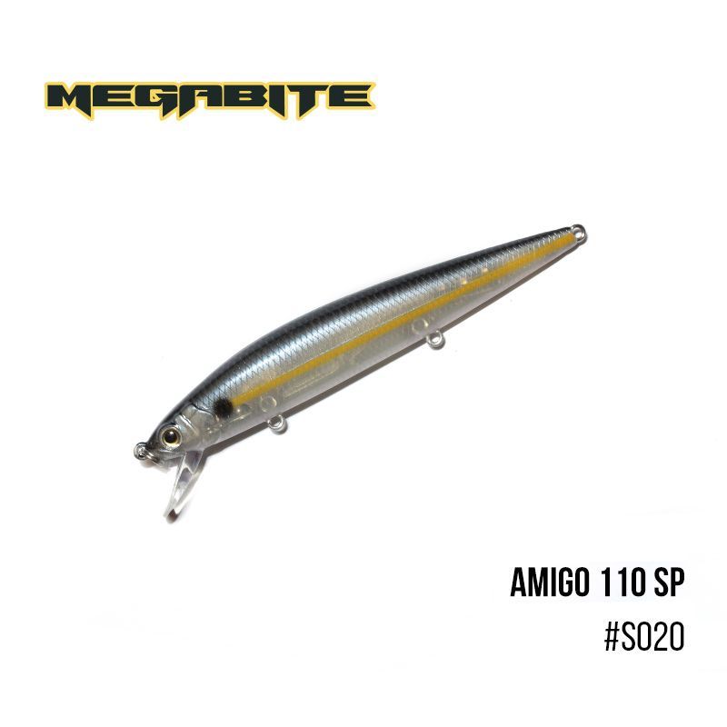 

Воблер Megabite Amigo 110 SP (110 мм, 14,3 гр, 1,0 m) (S020)