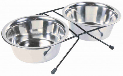 

Миски стальные на подставке 2*0,45л/12см Trixie 24831