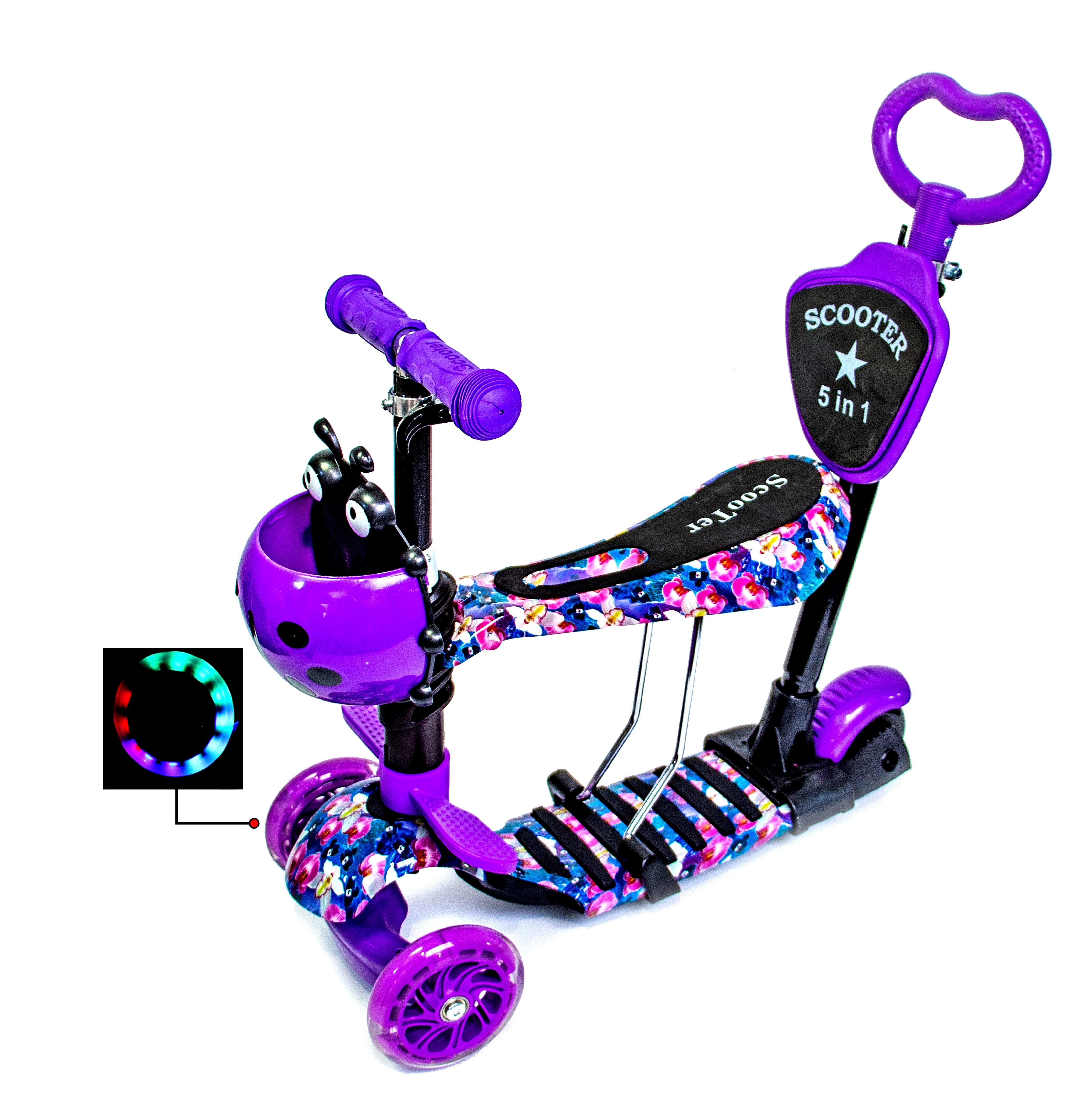 

Детский самокат Scooter 5 в 1 "Орхидея" фиолетовый
