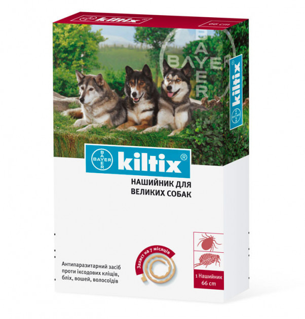 

Ошейник Bayer Kiltix от блох и клещей для собак крупных пород 66 см