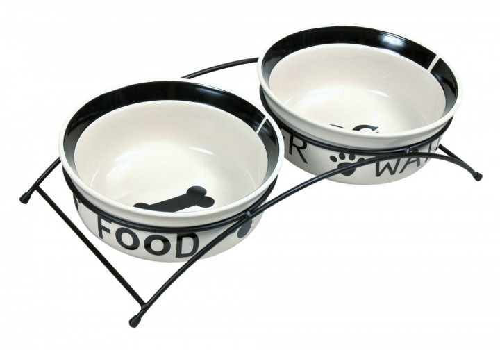 

Подставка с двумя керамическими мисками для собак Eat on Feet Ceramic Bowl Set 1600 мл  20 см Trixie BGL-TX-531