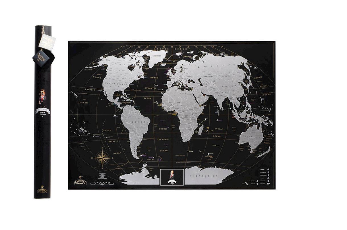 

Скретч карта мира My Map Black, карта путешествий, My Gift Silver 1002949-Silver-1