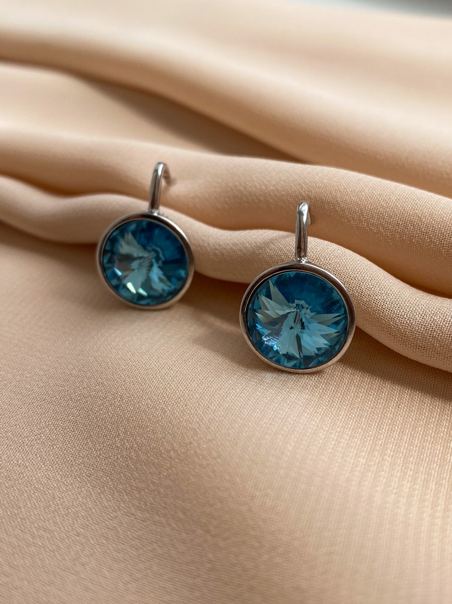 

Женские серебряные серьги Adali Гурмэ на английском замке с кристаллами Swarovski