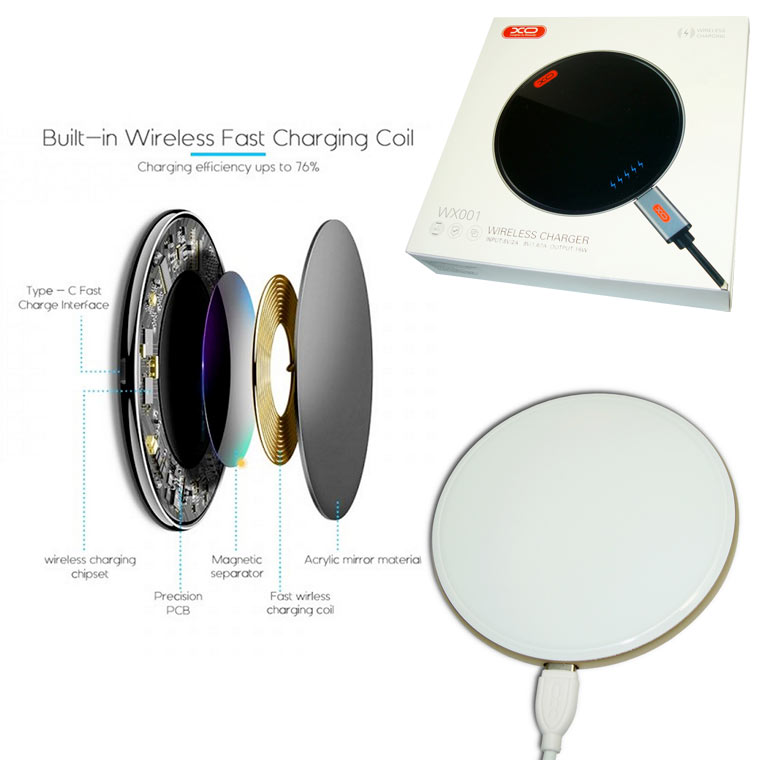 

Беспроводное зарядное устройство XO WX001 - 15W Type-C белый