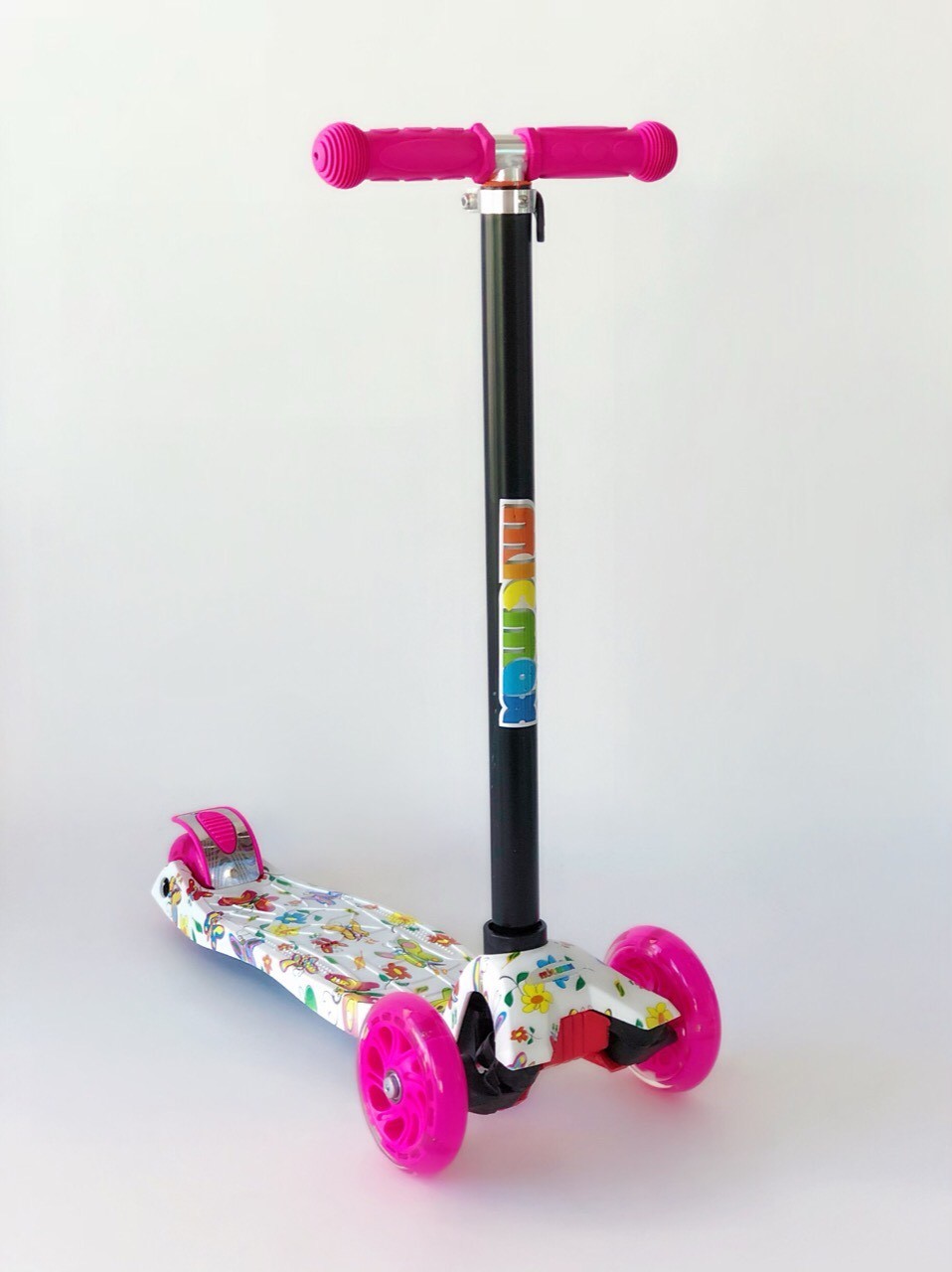 

Самокат детский Scooter Pro с подсветкой колес 030 Розовый с белым