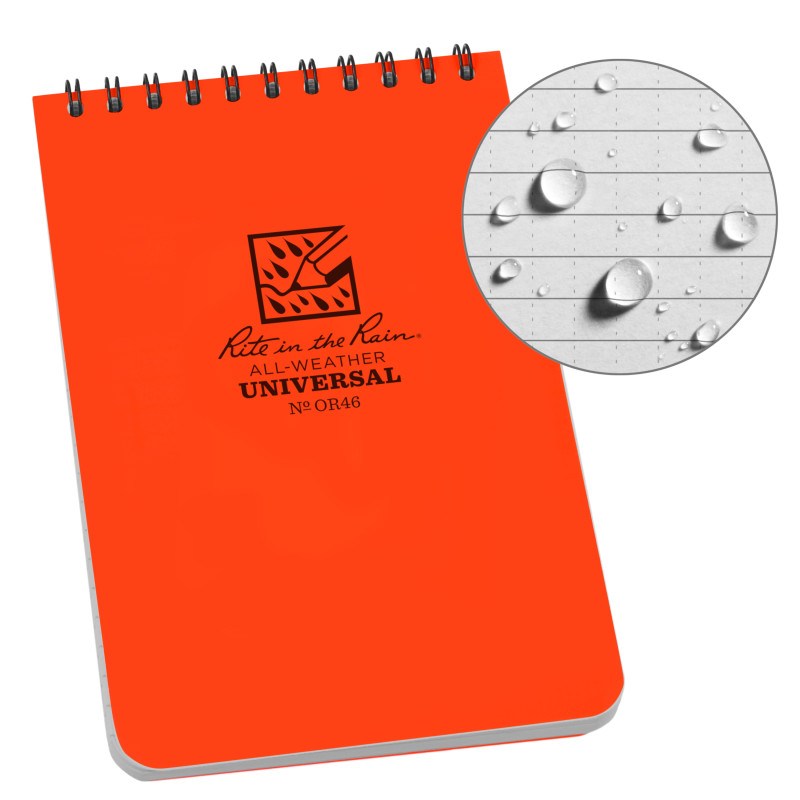 

Всепогодный блокнот Rite In The Rain POCKET TOP-SPIRAL 946 10,16*15,24см (4"х6") Оранжевий