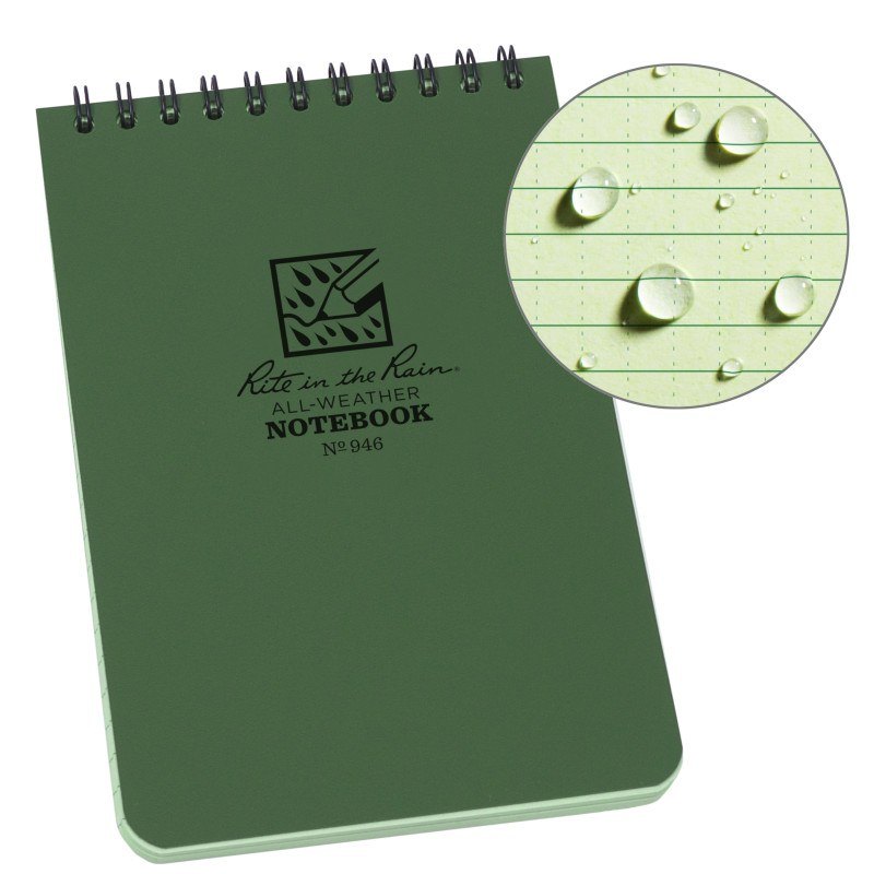 

Всепогодный блокнот Rite In The Rain POCKET TOP-SPIRAL 946 10,16*15,24см (4"х6") Олива (Olive)