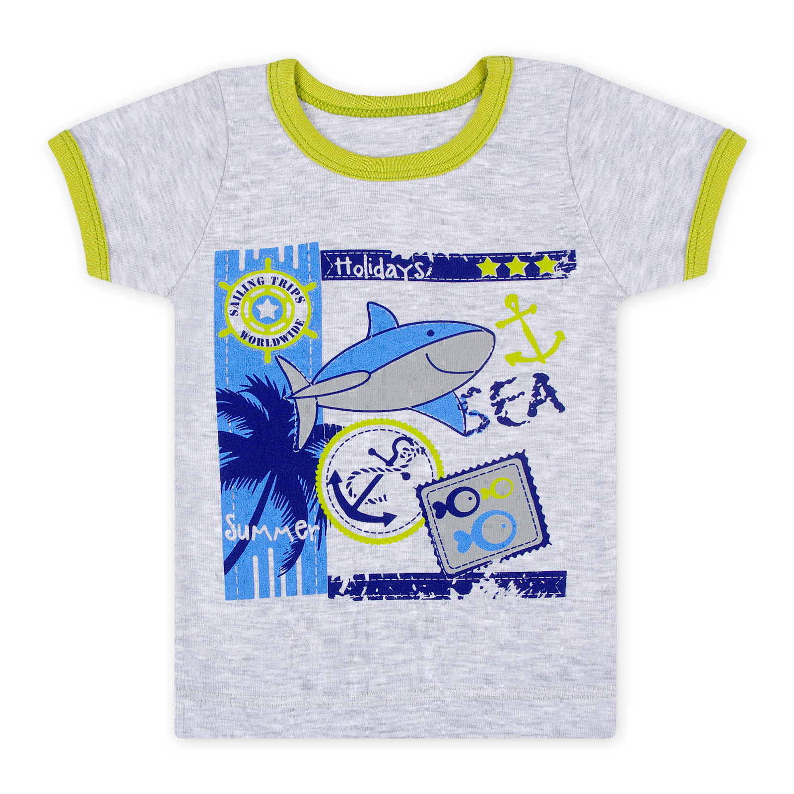 

Футболка Фламинго "Summer & Sea" 1,5 - 2 года 82 - 88 см года серая 0287
