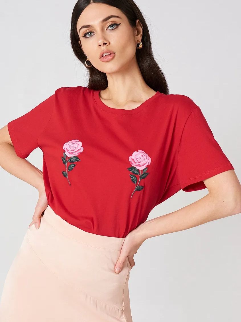 

Футболка NA-KD 1018-000401-7792 S Красная