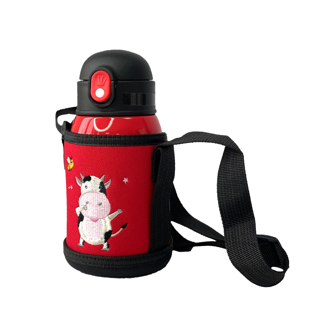 

Детский термос-поилка в сумке с чашкой 3 в 1 (красный) 450 ml