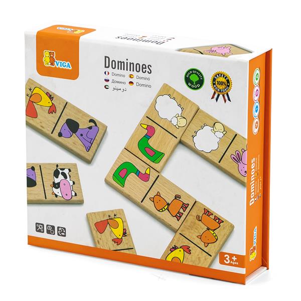 

Деревянное домино для малышей Viga Toys Зверята разноцветные