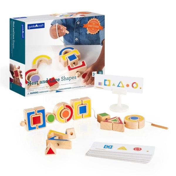 

Деревянная шнуровка Guidecraft Manipulatives Формы разноцветные