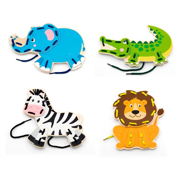 

Деревянная шнуровка Viga Toys Африканские зверята разноцветные