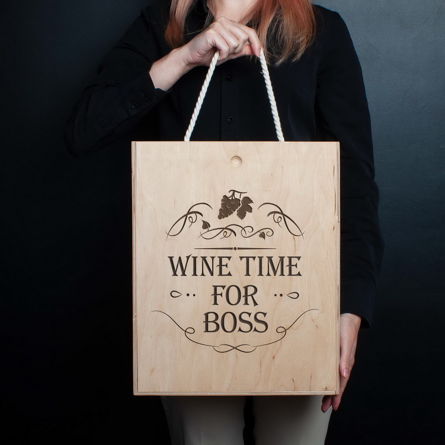 

Коробка для вина на три бутылки "Wine time for boss" BeriDari (7157)