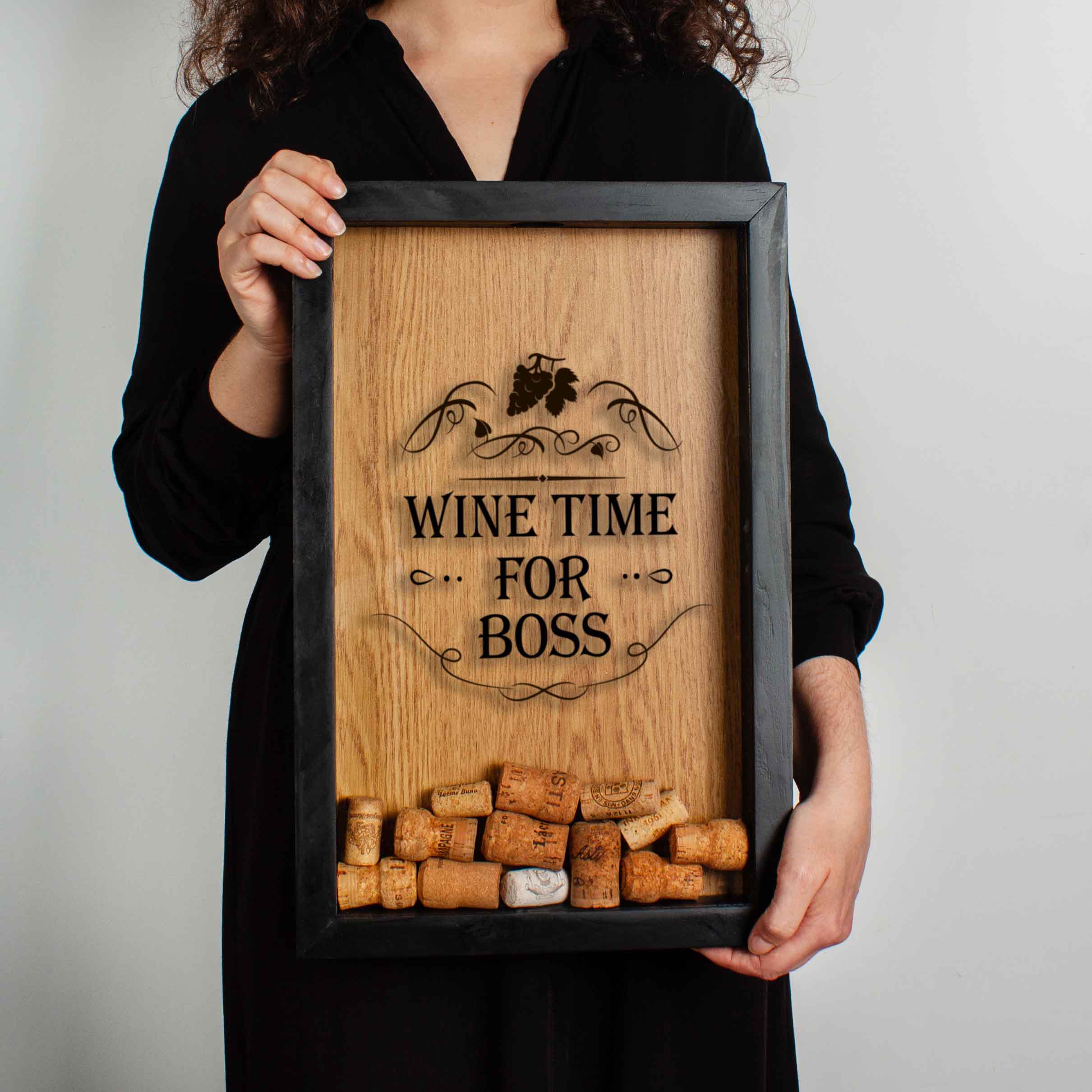 

Копилка для винных пробок "Wine time for boss" BeriDari (7162) black-brown