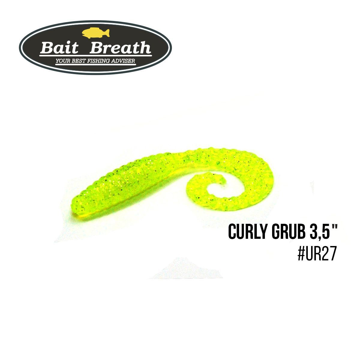 

Приманка Bait Breath Curly Grub 3,5'' (10шт) (Ur27 Chartreuse/silver)