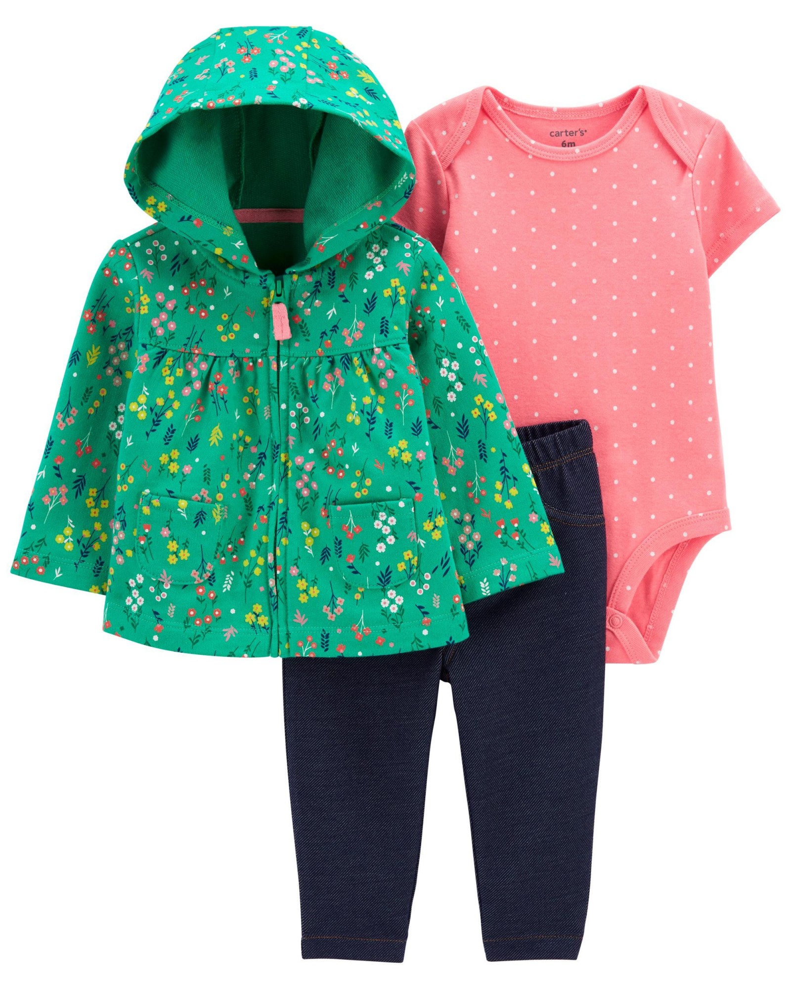 

Костюм 3 ка Carters Зеленый в цветы 18 м (76-81 см) 3 од.