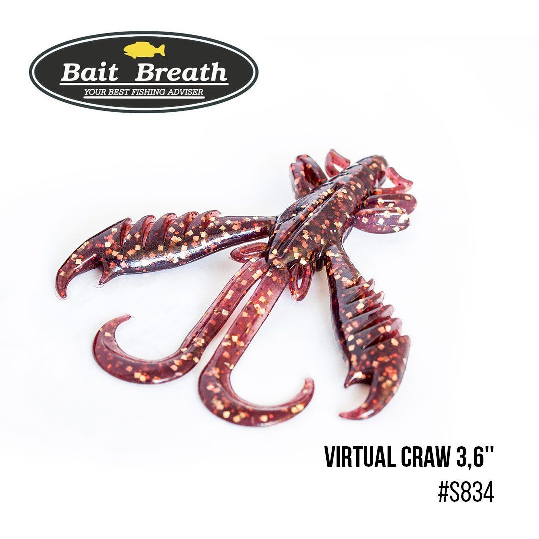

Приманка Bait Breath Virtual Craw 3,6'' (8шт.) (S834 　Cola blue parl/Gold・Apricot)