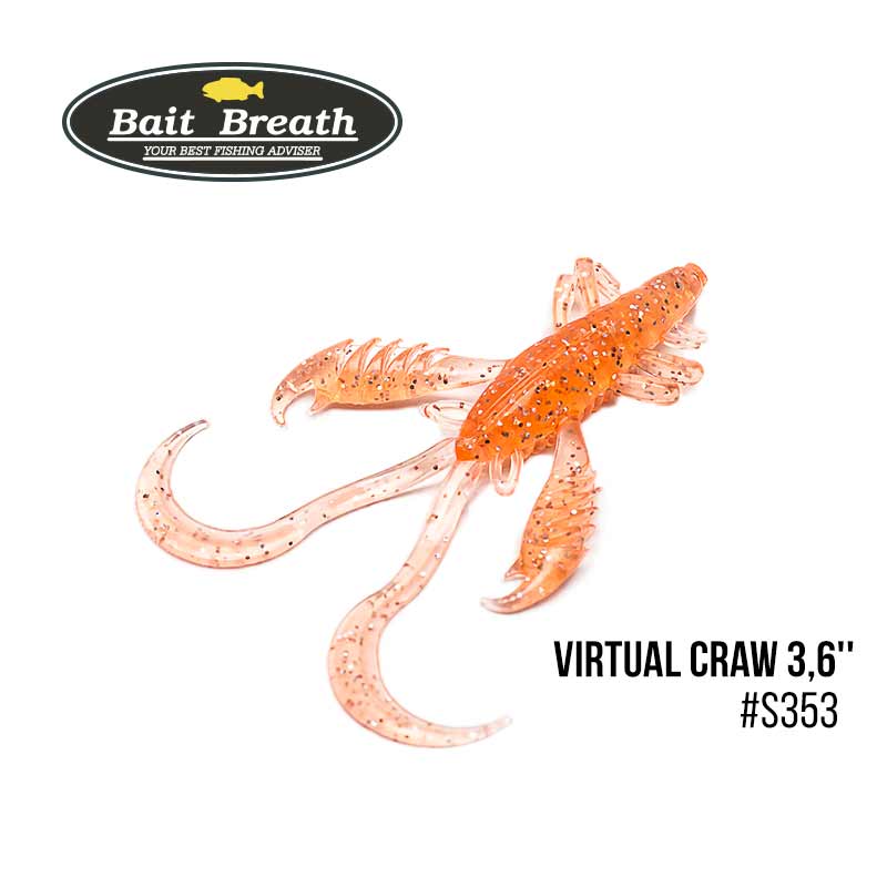 

Приманка Bait Breath Virtual Craw 3,6'' (8шт.) (S353 UV Ｈologram Clear orange)