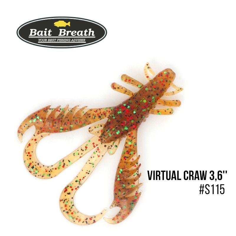 

Приманка Bait Breath Virtual Craw 3,6'' (8шт.) (S115 Pumpkin／Green・Red・Seed)