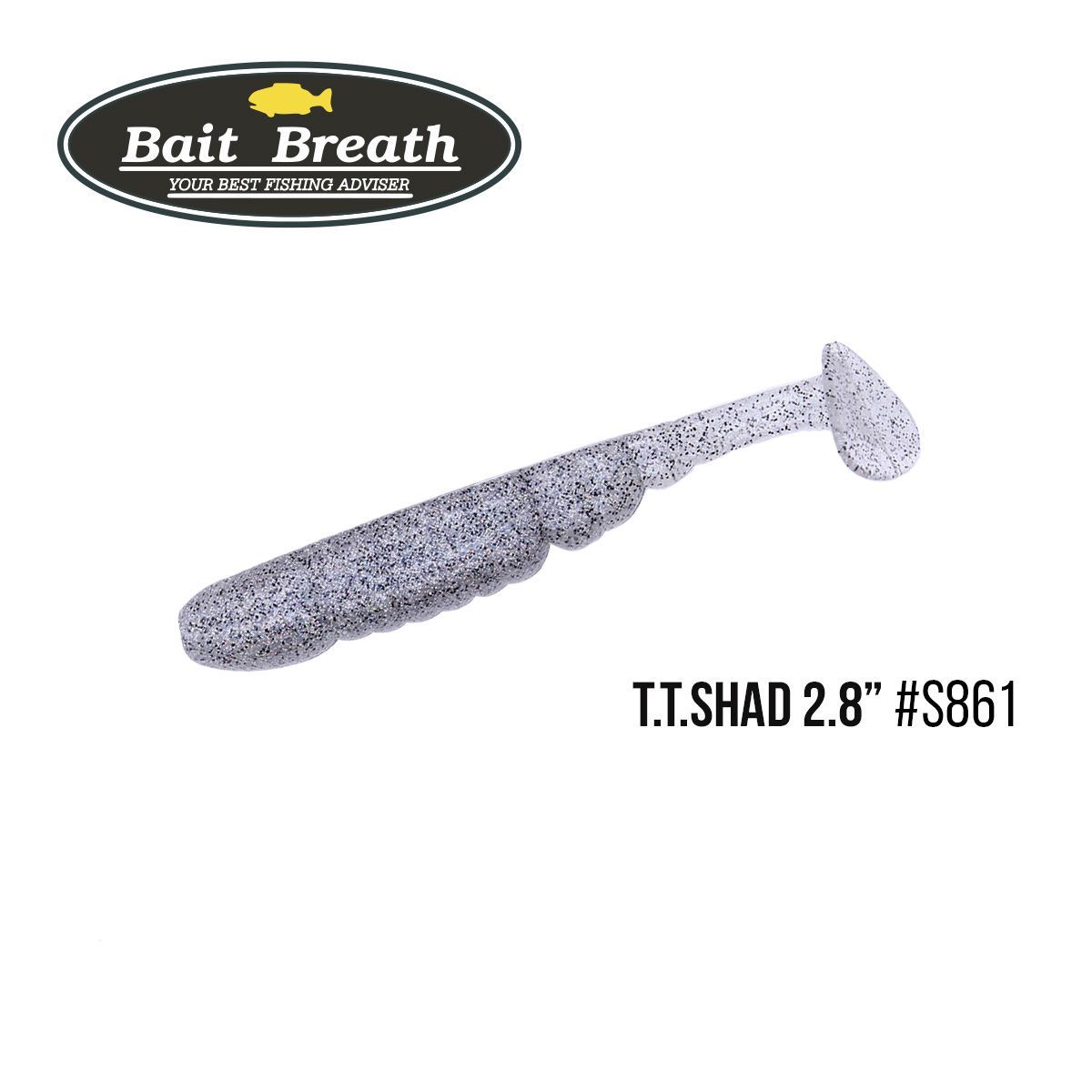 

Приманка Bait Breath T.T.Shad 2,8'' (7 шт) (S861 　　Black Holo Shad)