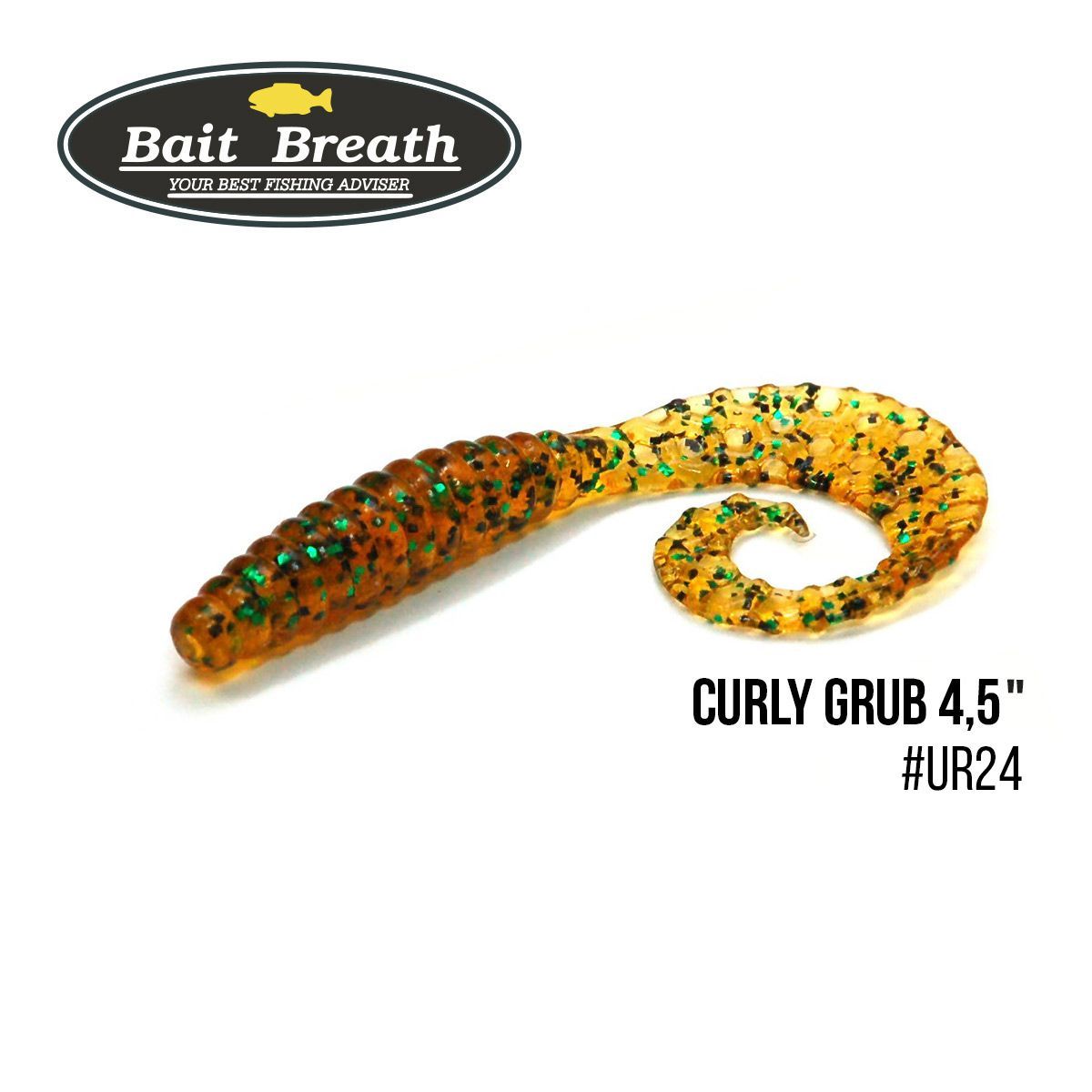 

Приманка Bait Breath Curly Grub 4,5'' (8шт) (Ur24 Pumpkin/green*seed)