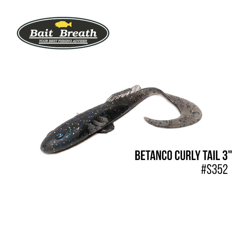 

Приманка Bait Breath BeTanCo Curly Tail 3'' (6 шт.) (S352 UV Ｈologram Smoke／Blue)