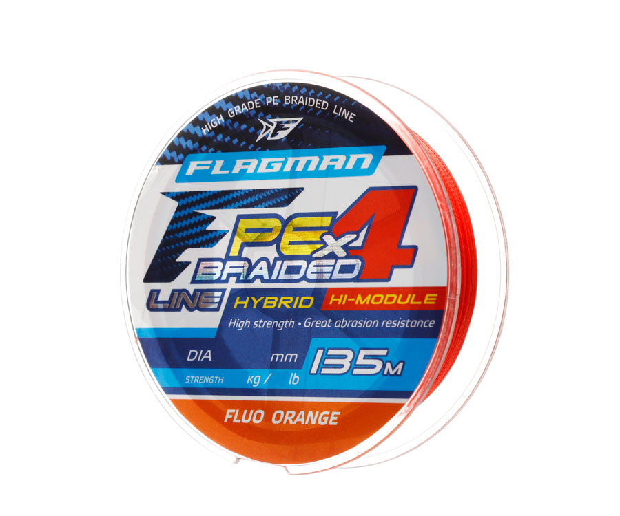 

Шнур Flagman PE Hybrid F4 135m FluoOrange 0,08mm. 3,6кг/8lb (111115)