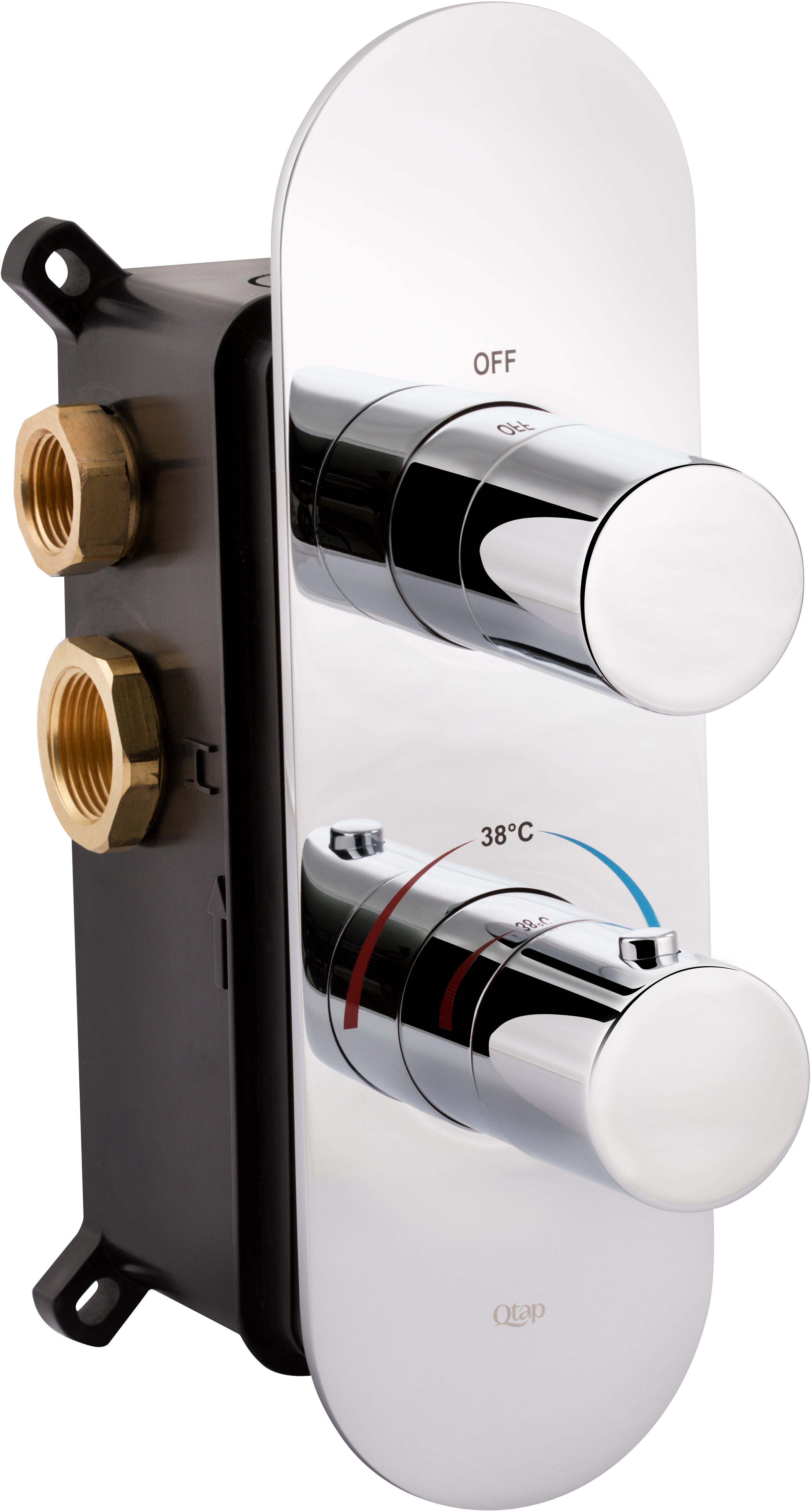 

Смеситель скрытого монтажа для душа с термостатом QTAP Votice 65T105OGC на 2 потребителя