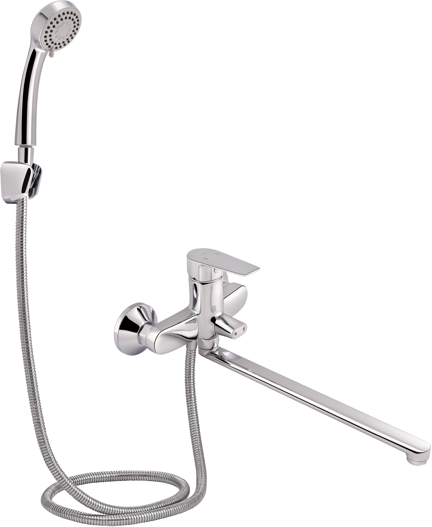 

Смеситель для ванны QTAP Levny 3250104C с душевым гарнитуром, длинный излив