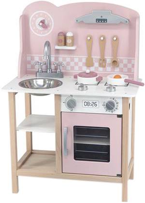 

Детская кухня из дерева с посудой Viga Toys PolarB Розовая (44046)